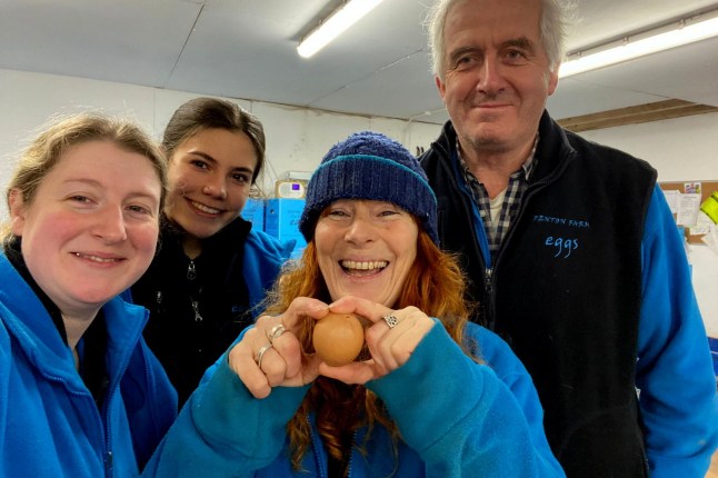 Staff at the farm with the spherical shaped egg (L-R) Louise Farley, Annabelle Christian, Ali Greene and Andrew Gabriel. Release date - January 17, 2025. A rare 'perfectly spherical' egg was found on a farm - and could fetch up to ?200 at an auction sale. Egg processer Ali Greene was working at a shift when she saw one egg "moving differently" on the conveyor belt. The woman who works for Fenton Farm Eggs in Devon found that the chances to find a round egg are "one in a billion". After doing some research she found out that in the past a round egg was sold for ?200. And she is now hoping to sell the egg found in the farm at an auction sale in Exeter on March 18 raise funds for a charity.