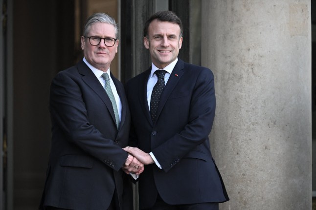 Mandatory Credit: Photo by Blondet Eliot/ABACA/Shutterstock (15155534bh) French President Emmanuel Macron welcomes Prime Minister Keir Starmer, before an informal summit of European leaders to discuss the situation in Ukraine and European security at The Elysee Presidential Palace in Paris, France on February 17, 2025. Meeting On The Situation In Ukraine - Paris, France - 17 Feb 2025