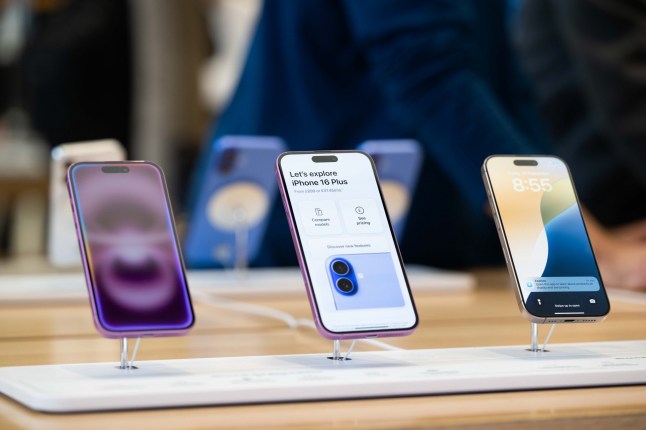 LONDON, UNITED KINGDOM - SEPTEMBER 20: A view of Apple's new iPhone 16 at an Apple Store on the Regent Street in London, United Kingdom on September 20, 2024. (Photo by Rasid Necati Aslim/Anadolu via Getty Images)