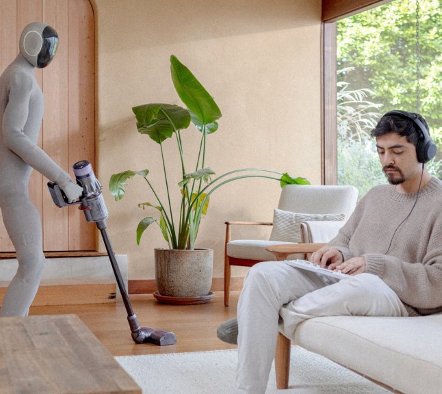 A company have launched an AI-controlled robot butler for your home. The NEO Gamma, announced this month, is a bipedal humanoid with uncannily person-like movements. A showcase clip shows the bot helping a couple around the house. It is seen putting on a kettle, vacuuming, cleaning the windows, helping with grocery bags and carrying a laundry basket. Developers 1X, based in California and Norway, say they are releasing a number of prototype bots into select homes for testing. NEO Gamma, successor to the firm's Beta model, introduces AI advancements, enhancing both autonomy and safe teleoperation in the home.