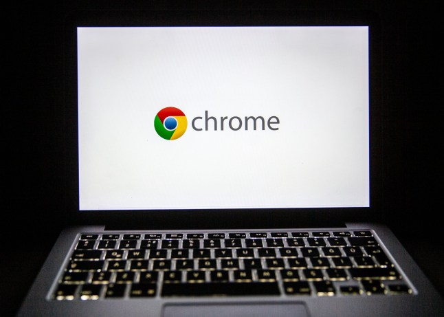 Google Chrome logo on a laptop.