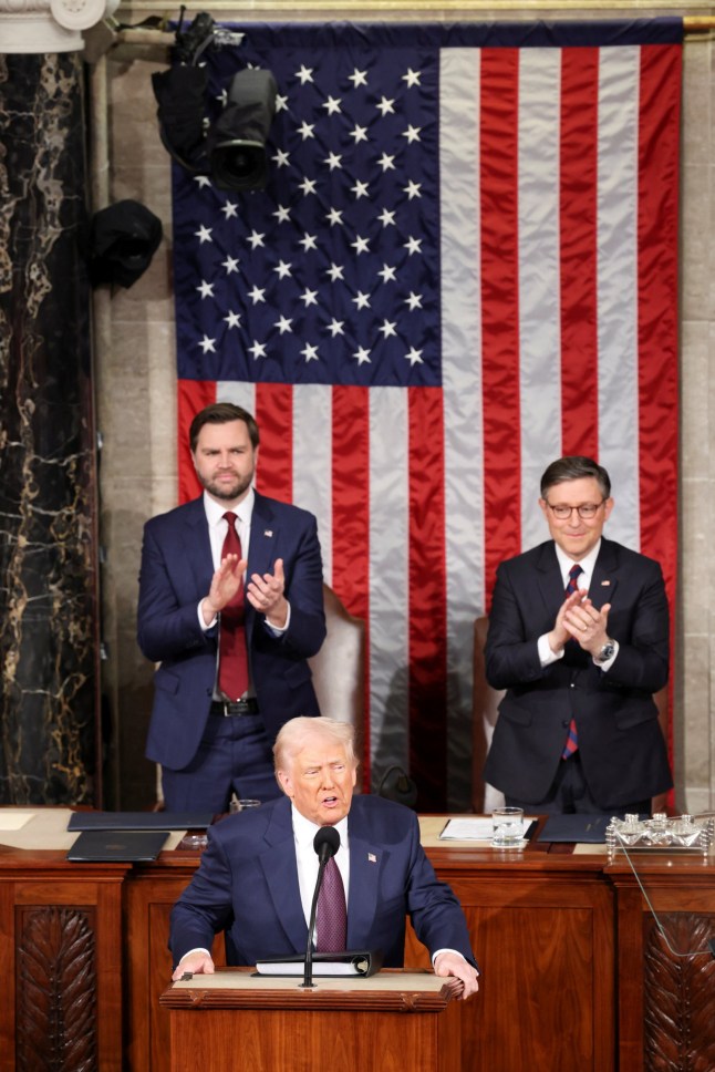 U.S. President Donald Trump delivers a speech to a joint session of Congress, in the House Chamber of the U.S. Capitol in Washington, D.C., U.S., March 4, 2025. REUTERS/Kevin Lamarque