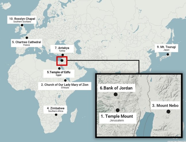 Map reveals possible locations of the Ark of the Covenant