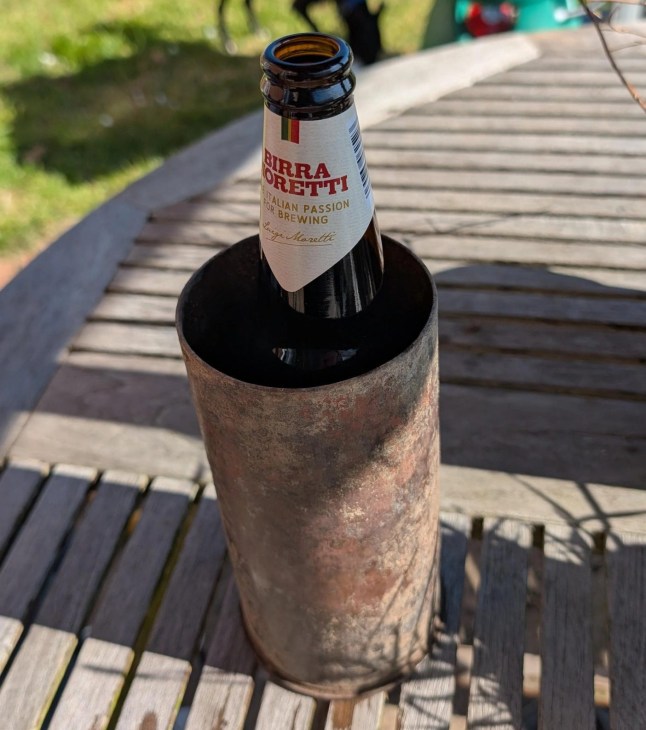 Ross Miller's bomb casing which he plans to use as a beer cooler