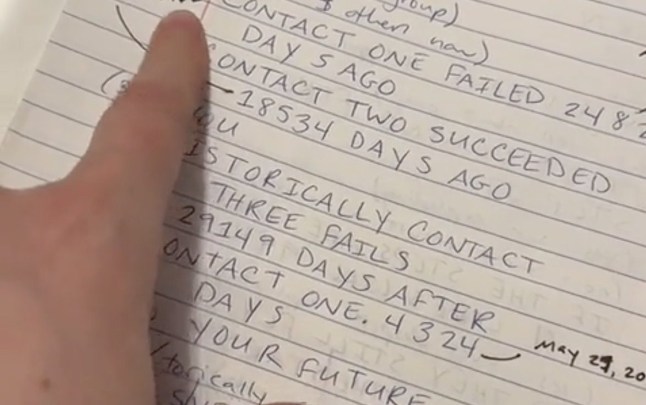 Handwritten notes of the lady's conversation with the ghost