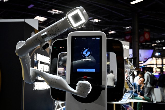 A medical robot of French start up SquareMind, designed to facilitate cancer screening using artificial intelligence is displayed during the Vivatech technology startups and innovation fair, at the Porte de Versailles exhibition center in Paris, on May 22, 2024. (Photo by JULIEN DE ROSA / AFP) (Photo by JULIEN DE ROSA/AFP via Getty Images)