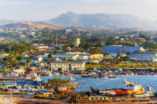 Fiji Islands, Lautoka, Aerial view of harbour