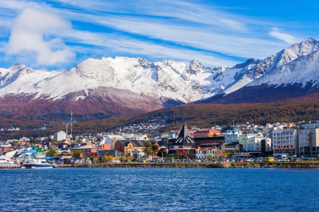 Ushuaia aerial view. Ushuaia is the capital of Tierra del Fuego province in Argentina.