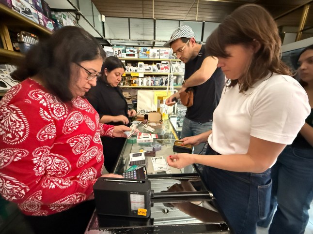 BARCELONA, SPAIN - APRIL 28: Customers line up to buy analogue radios during a nationwide power outage on April 28, 2025 in Barcelona, Spain. There was a widespread power outage today in Spain and Portugal and parts of France. (Photo by Sandra Montanez/Getty Images)
