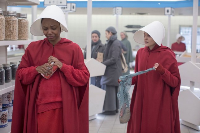 Editorial use only. No book cover usage. Mandatory Credit: Photo by Jasper Savage/MGM/Hulu/Kobal/REX/Shutterstock (10458588ap) Ashleigh LaThrop as Ofmatthew and Madeline Brewer as Janine Lindo 'The Handmaid's Tale' TV Show Season 3 - 2019 Set in a dystopian future, a woman is forced to live as a concubine under a fundamentalist theocratic dictatorship.