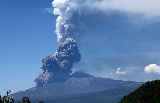 Volcanic steam rises from Mount??Etna, near Motta Camastra, Sicily, Italy, June 2, 2025. REUTERS/Joachim Herrmann