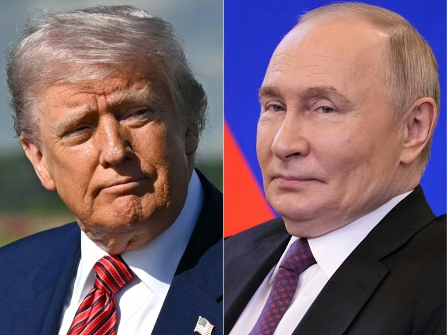 (COMBO) This combination of pictures created on June 4, 2025 shows, L/R, US President Donald Trump in Morristown, New Jersey, May 23, 2025, and Russian President Vladimir Putin at the Kremlin in Moscow on May 28, 2025. Russian President Vladimir Putin told his US counterpart Donald Trump on June 14, 2025 that Moscow was ready to hold a fresh round of peace talks with Kyiv after June 22, once the sides complete exchanging prisoners and soldiers' bodies. Ukraine's leader Volodymyr Zelensky meanwhile did not mention whether Ukraine would agree to the next round of talks, only saying that "the exchanges will be completed and the parties will discuss the next step." Putin and Trump held a call for the fifth time since the Republican took office and sought to reset relations with Moscow, in a stark pivot from the approach of his predecessor Joe Biden's administration. (Photo by SAUL LOEB and Pavel Bednyakov / various sources / AFP) (Photo by SAUL LOEB,PAVEL BEDNYAKOV/AFP/POOL/AFP via Getty Images)