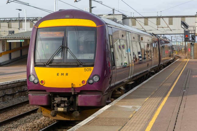 East Midlands Railway British Rail Class 170 Turbostar train at station platform, Peterborough, Cambridgeshire, England, UK. (Photo by: Geography Photos/Universal Images Group via Getty Images)