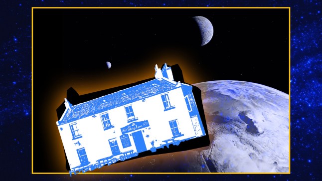 A mock image of a pub in space.