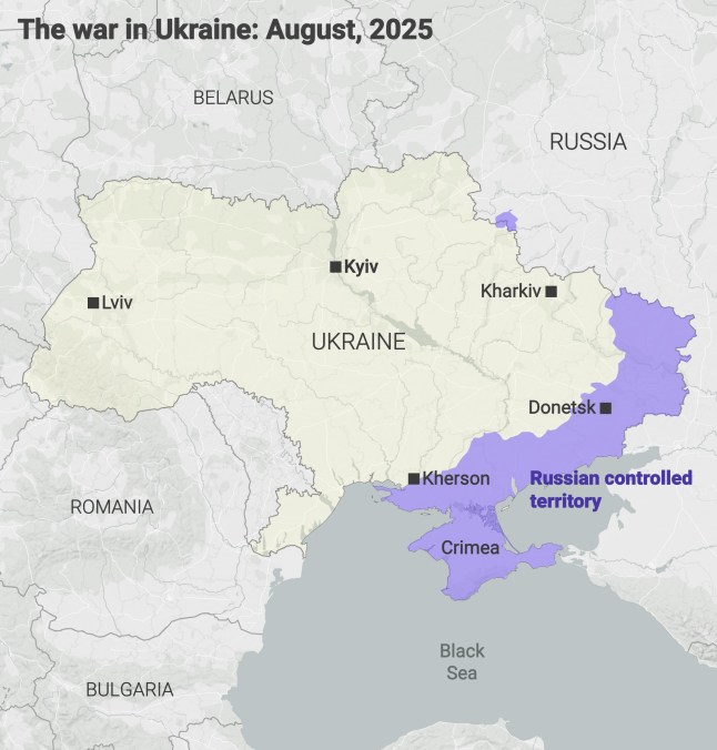 METRO GRAPHICS Russia Ukraine territory map Aug 2025