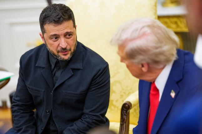 Mandatory Credit: Photo by Shutterstock (15446655bv) United States President Donald J Trump meets President Volodymyr Zelenskyy of Ukraine in the Oval Office of the White House in Washington, DC, USA,. European Leaders are at the White House in support of President Zelenskyy following President Trump's meeting with President Vladimir Putin of Russia in Anchorage, Alaska, USA, on Friday,. Trump Meets President Zelenskyy of Ukraine and European Leaders, Washington, District of Columbia, USA - 18 Aug 2025