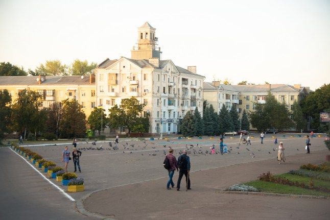 Kramatorsk, Donetsk oblast, Ukraine - September 24, 2015: Kramatorsk Central Square view