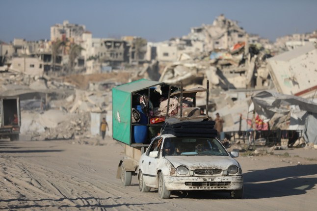 Mandatory Credit: Photo by APAImages/Shutterstock (15460712aj) Displaced Palestinians flee Gaza City towards the southern areas of the Gaza Strip, in Gaza City, on August 28, 2025, as the war between Israel and the Hamas militants movement continues. The Israeli military pressed operations around Gaza City on as US President Donald Trump hosted a meeting on post-war plans for the shattered Palestinian territory. Photo by Omar Ashtawy apaimages Displaced Palestinians flee Gaza City towards the southern areas of the Gaza Strip, in Gaza City,, Gaza city, Gaza Strip, Palestinian Territory - 28 Aug 2025