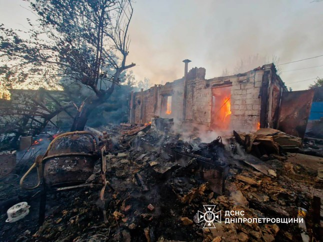 Destroyed building in Ukraine after Russian missile attacks.