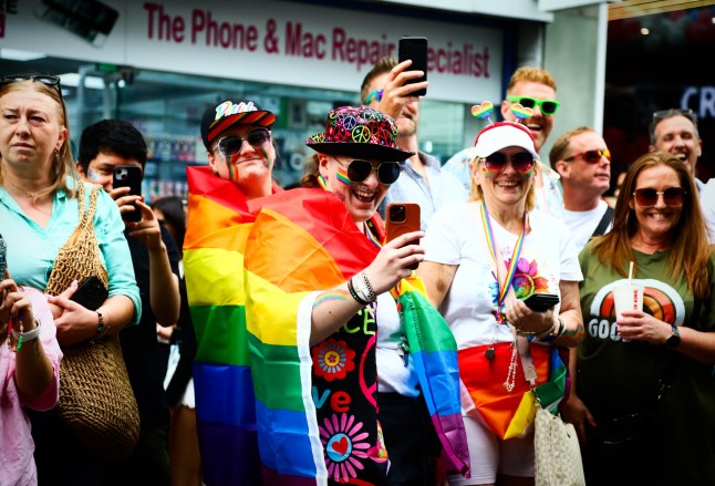 BRIGHTON, ENGLAND - AUGUST 2: People take part in the 2025 Brighton & Hove LGBTQ+ Community Pride: Ravishing Rage Parade on August 2, 2025 in Brighton, England. (Photo by Alishia Abodunde/Getty Images)