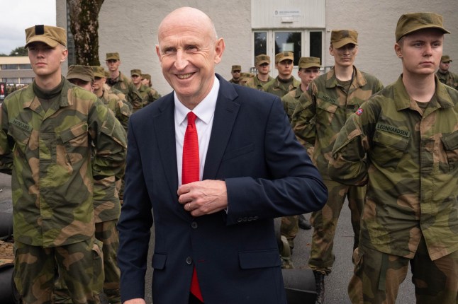 Defence Secretary John Healey meets new members of the Norwegian armed forces doing basic training at Madla Camp, during his visit to Stavanger, Norway. Picture date: Thursday September 4, 2025. PA Photo. Photo credit should read: Stefan Rousseau/PA Wire