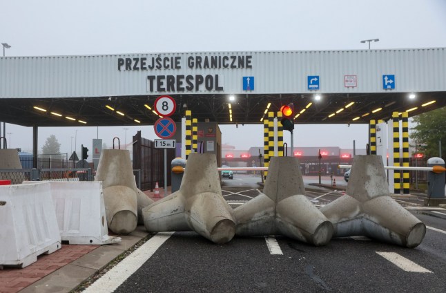 Mandatory Credit: Photo by Wojciech Olkusnik/East News/Shutterstock (15482775ab) Closed Polish-Belarusian border crossing Terespol-Brest is seen on September 12, 2025 near the town of Terespol, Poland. Last night Polish authorities closed the last remaining border crossings effectively sealing the border with Belarus. The main reason for this move are joint military exercises Zapad-25 held by Russia and Belarus from September 12. Poland closes the border with Belarus, Terespol - 12 Sep 2025