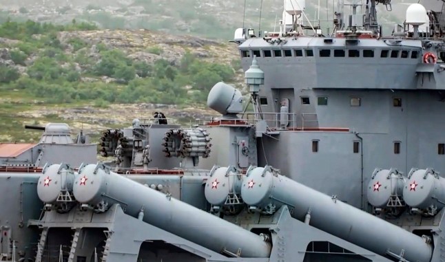 epa12370951 A still image taken from a handout video provided by the Russian Defence Ministry press service on 12 September 2025 shows a warship of Russian Navy's Northern Fleet taking part in the Zapad-2025 joint military drills at an undisclosed location in Russia. The 'Zapad 2025' joint strategic military exercise will be conducted by the Russian and Belarusian armed forces from 12 to 16 September 2025. EPA/RUSSIAN DEFENCE MINISTRY PRESS SERVICE HANDOUT HANDOUT EDITORIAL USE ONLY/NO SALES