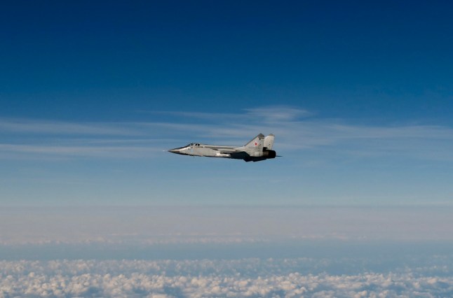 This September 19, 2025 Hand Out image released by the Swedish Airforce shows a Russian MIG-31 fighter jet flying above the Baltic sea after violating Estonian air space. Three Russian MiG-31 fighters violated Estonian airspace over the Gulf of Finland on Friday, Estonia said, triggering complaints of a dangerous new provocation from the EU and NATO. Sweden and Finland scrambled rapid reaction aircraft, a spokesman for the Supreme Headquarters Allied Powers Europe (SHAPE) told reporters. (Photo by Forsvarsmakten / HANDOUT / AFP) / RESTRICTED TO EDITORIAL USE - MANDATORY CREDIT "AFP PHOTO / SOURCE / BYLINE" - HANDOUT - NO MARKETING NO ADVERTISING CAMPAIGNS - DISTRIBUTED AS A SERVICE TO CLIENTS (Photo by FORSVARSMAKTEN/HANDOUT/AFP via Getty Images)