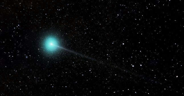 Comet Lemmon C/2023 H2, stars and galaxies in space showing the beauty of space exploration