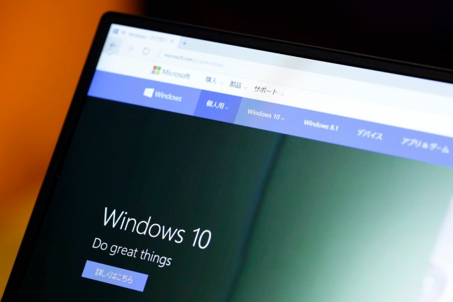 The Microsoft Corp.'s Windows 10 operating system runs on a laptop computer during a product launch event in Tokyo