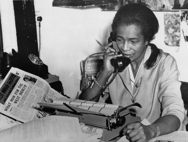 Trinidad-born journalist and activist Claudia Jones (1915 - 1964) at the offices of The West Indian Gazette (WIG) at 250 Brixton Road, Brixton, south London, 1962. Jones founded the newspaper in 1958 and was its editor until her death. (Photo by FPG/Archive Photos/Getty Images)