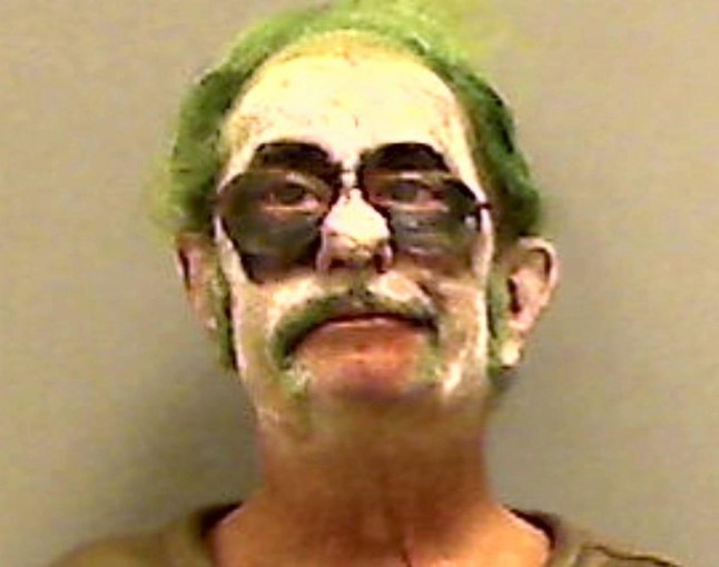 The best mug shots featuring people who have been arrested over the Halloween period have been revealed on the Internet. A man dressed up like the Joker posed for one seriously hilarious booking photo after he was charged with drunk driving on Oct. 20, 2013. Dennis Lalime was returning from a Halloween party when he crashed his car in Pittsfield, Maine, donning a face full of paint and green hair just like the mischievous comic book villain.