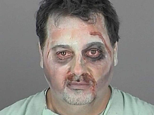 The best mug shots featuring people who have been arrested over the Halloween period have been revealed on the Internet. Kevin Fearn may not be an actual zombie, but he's just as creepy! The 47-year-old was arrested at a Halloween party in full costume on Oct. 30, 2011 after getting too handsy with a fellow partygoer.