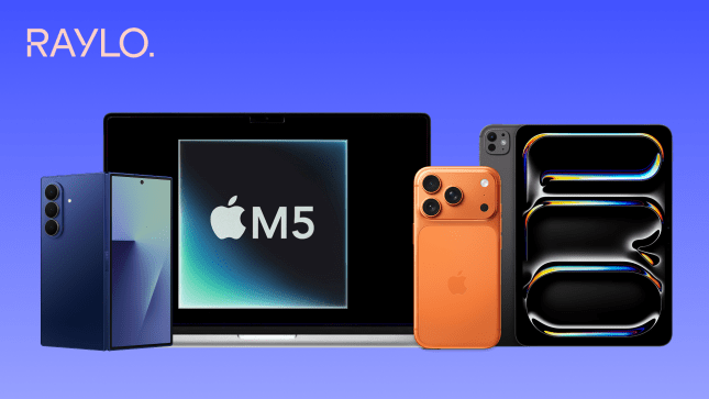 Apple items against blue background