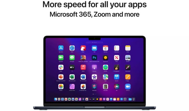 Apple laptop showing the screen with graphics