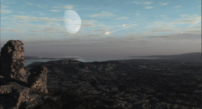 10128559 Asteroids and comets pummeling Earth delayed rise of oxygen - A Southwest Research Institute-led team updated planetary bombardment models with the latest geologic information and then applied those models to understand how impacts may have affected oxygen levels in the Earth?s atmosphere in the Archean eon, 2.5 to 4 billion years ago. This artistic conception illustrates large asteroids penetrating Earth?s oxygen-poor atmosphere - https://www.eurekalert.org/multimedia/804530