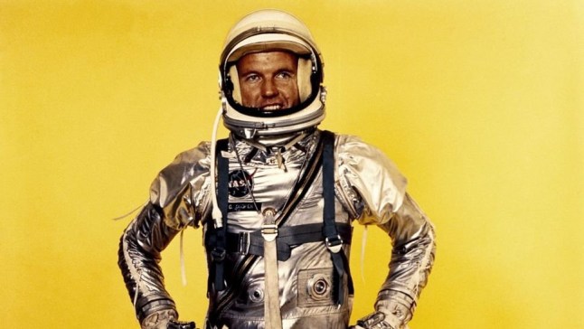 Gordon Cooper, one of NASA?s original seven chosen astronauts chosen in 1959, poses in his Mercury flight suit.