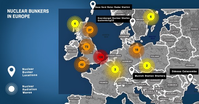 Map reveals countries with the most nuclear bunkers in Europe