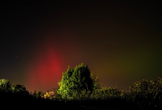 The Northern Lights, also known as aurora borealis, on display in the skies over Dublin. Picture date: Thursday October 10, 2024. PA Photo. Photo credit should read: Brian Lawless/PA Wire