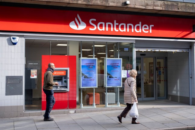 Branch of Santander bank on 29th October 2025 in Shrewsbury, United Kingdom. The Santander Group is one of the largest banks in the world. Shrewsbury is a market town, civil parish and the county town of Shropshire. (photo by Mike Kemp/In Pictures via Getty Images)