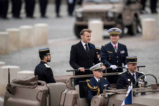 Mandatory Credit: Photo by Blondet Eliot/ABACA/Shutterstock (15741933ac) French President Emmanuel Macron and CEMA Fabien Mandon during a ceremony at the Arc de Triomphe for the commemoration of the 107th anniversary of the 11 November 1918, in Paris on November 18, 2025. Commemoration of the 107th anniversary of the 11 November 1918 - Paris, France - 11 Nov 2025