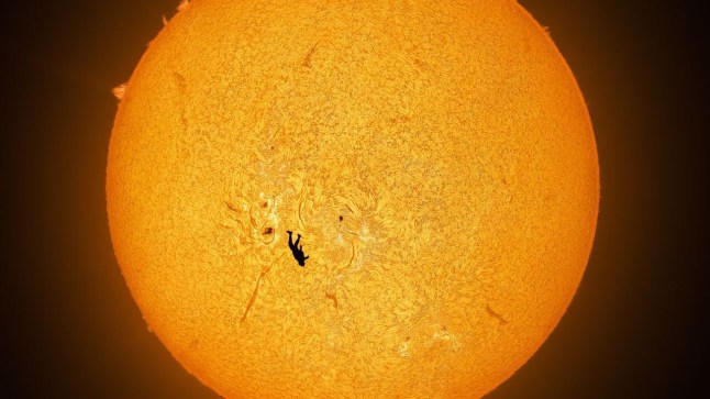 A STUNNING image of a skydiver appearing to freefall from the Sun has become a red-hot sensation among photography and space enthusiasts. Andrew McCarthy said ?immense planning and technical precision? were required for him to capture The Fall of Icarus, named after the Greek myth. He had to align the Sun?s angle with a safe exit altitude for friend Gabriel Brown, who jumped from a paramotor at 3,500ft. To get his ?preposterous but real? shot ? with both the Sun?s surface and Mr Brown in focus ? the US-based photographer positioned his camera on the ground two miles away. ?I absolutely love the contrast of the small human against our huge, dynamic star,? Mr McCarthy said as his result went viral on social media.