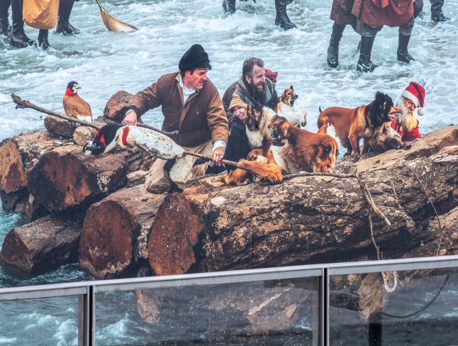 The Ai generated Christmas Mural monstrosity on the Riverside at Kingston-Upon-Thames