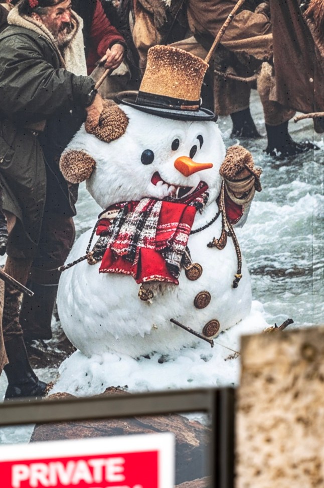 The Ai generated Christmas Mural monstrosity on the Riverside at Kingston-Upon-Thames