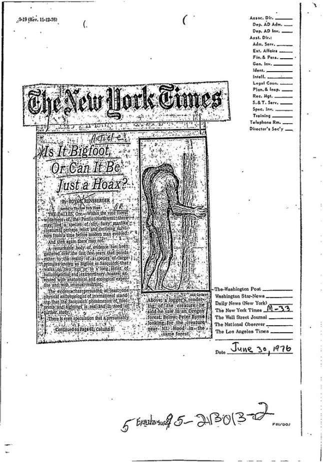 Bigfoot?s official file has been released by the FBI