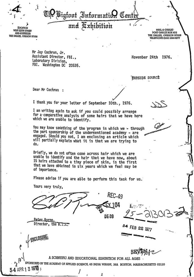 Bigfoot?s official file has been released by the FBI