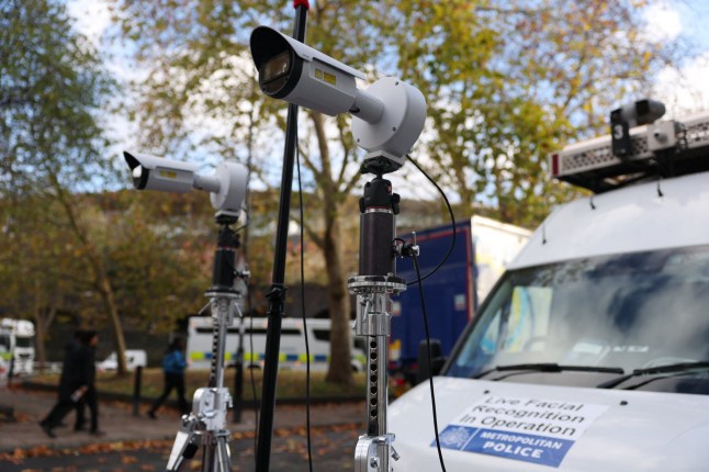 Soccer Football - Premier League - Arsenal v Tottenham Hotspur - Emirates Stadium, London, Britain - November 23, 2025 General view of facial recognition cameras being used near to the stadium before the match REUTERS/Hannah Mckay EDITORIAL USE ONLY. NO USE WITH UNAUTHORIZED AUDIO, VIDEO, DATA, FIXTURE LISTS, CLUB/LEAGUE LOGOS OR 'LIVE' SERVICES. ONLINE IN-MATCH USE LIMITED TO 120 IMAGES, NO VIDEO EMULATION. NO USE IN BETTING, GAMES OR SINGLE CLUB/LEAGUE/PLAYER PUBLICATIONS. PLEASE CONTACT YOUR ACCOUNT REPRESENTATIVE FOR FURTHER DETAILS..