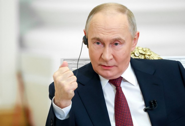 Russian President Vladimir Putin speaks during an interview with journalists and executives of Aaj Tak and India Today TV channels at the Kremlin in Moscow, Russia December 3, 2025. Sputnik/Vyacheslav Prokofyev/Pool via REUTERS ATTENTION EDITORS - THIS IMAGE WAS PROVIDED BY A THIRD PARTY.