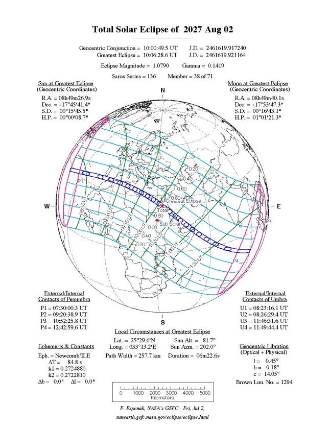 The longest solar eclipse for 100 years is coming Total Solar Eclipse of 2027 Aug 02