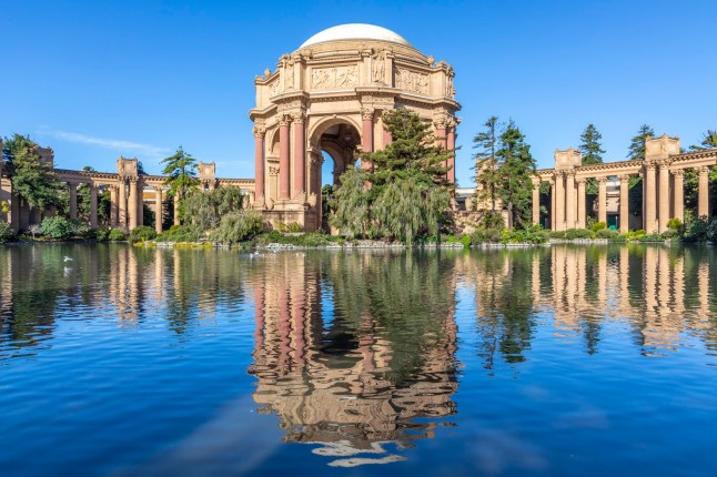 San Francisco, USA - May 20, 2022: early morning view of palace of fine arts in San Francisco, USA.